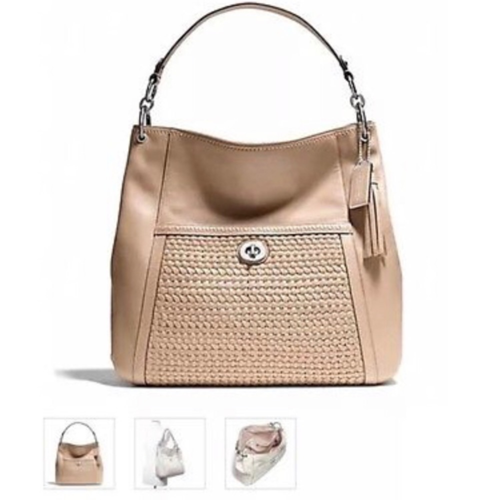 Coach Tan Woven Hobo Bag
